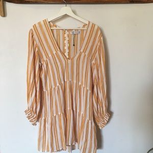 Faithfull V-neck Striped Long Sleeve Tunic Dress M